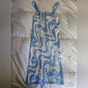 Hollister Light Blue and White Knit Dress